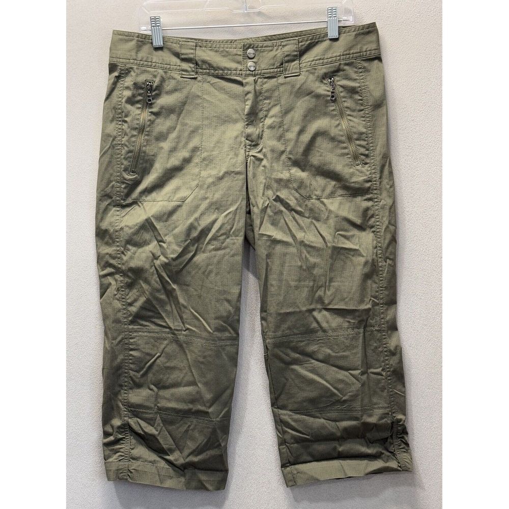Koppen Women's Size 10 Outdoor RipStop Green Nylon Blend Capri Stretch Pants EUC